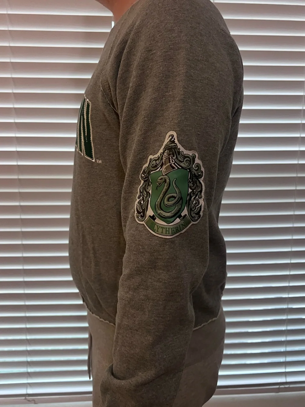 Harry Potter Gray Slytherin Crewneck Sweatshirt - Collegiate Style M